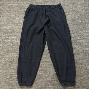 Universal Works Pants Men 32X30 Blue Joggers Pull On Cotton Denim Herringbone